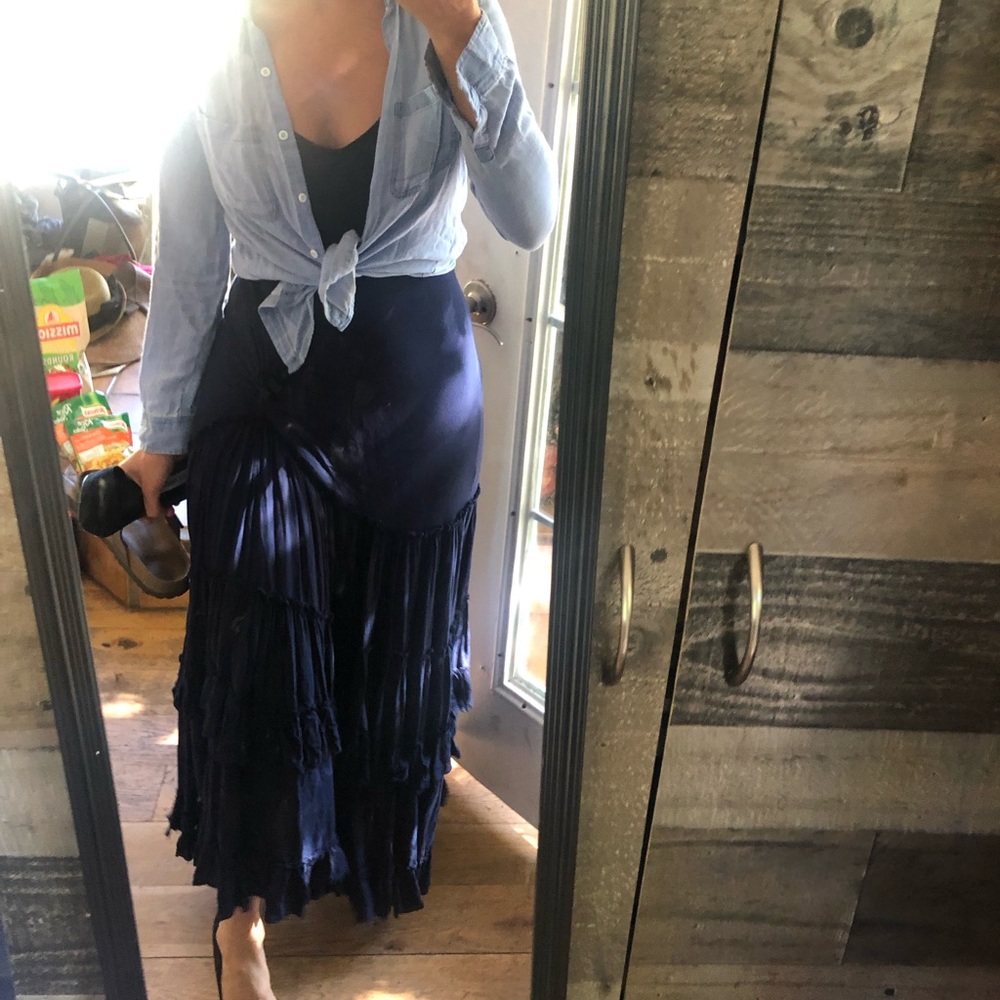 Free people trail of tiers dress navy blue
